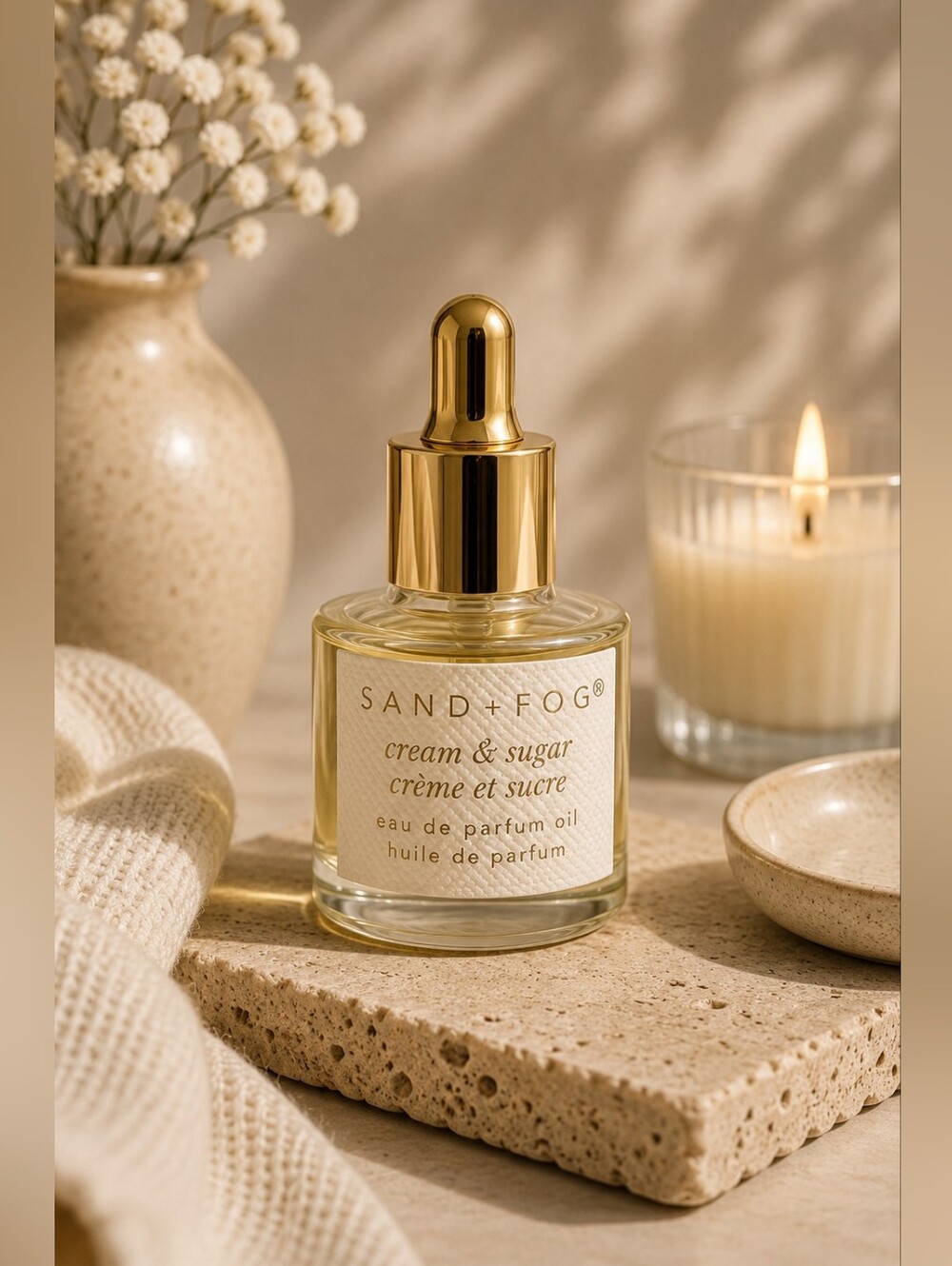 Sand & Fog 10ml Eau De Parfum Oil Dropper Cream And Sugar Scented